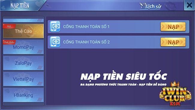 Những hình thức nạp rút tiền siêu tốc tại IWIN68